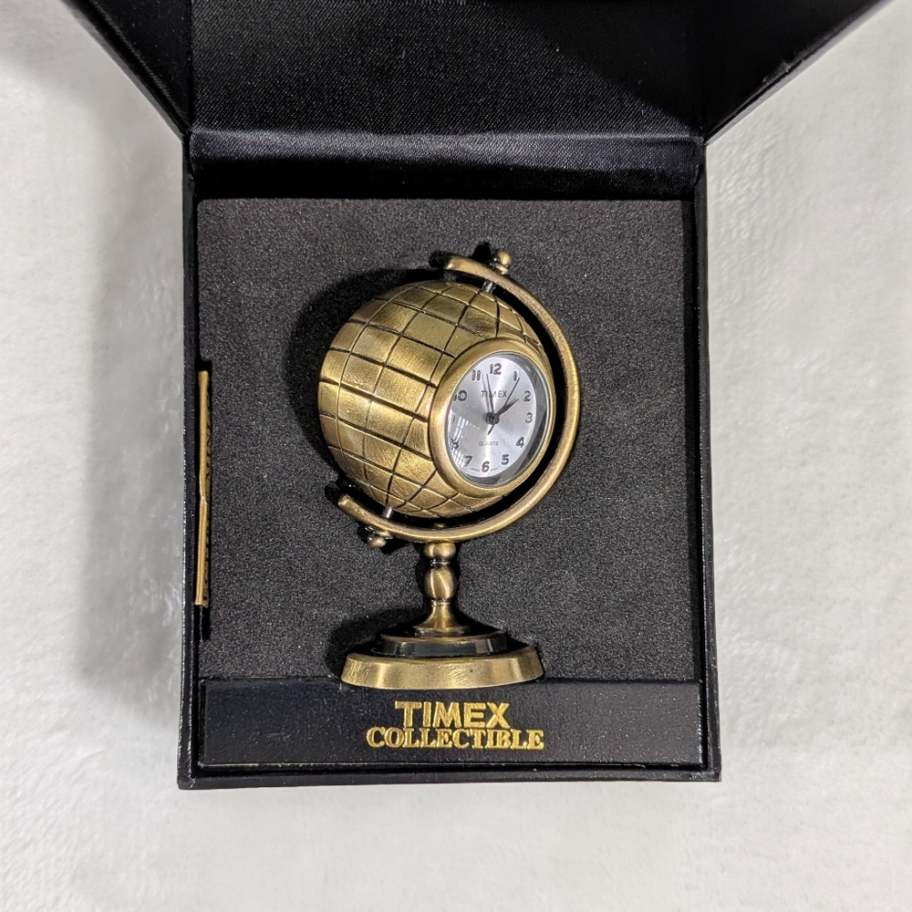 Timex Gold Globe Mini Clock Decor (Untested)